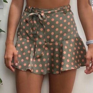 Zara Olive Green polka dot skirt